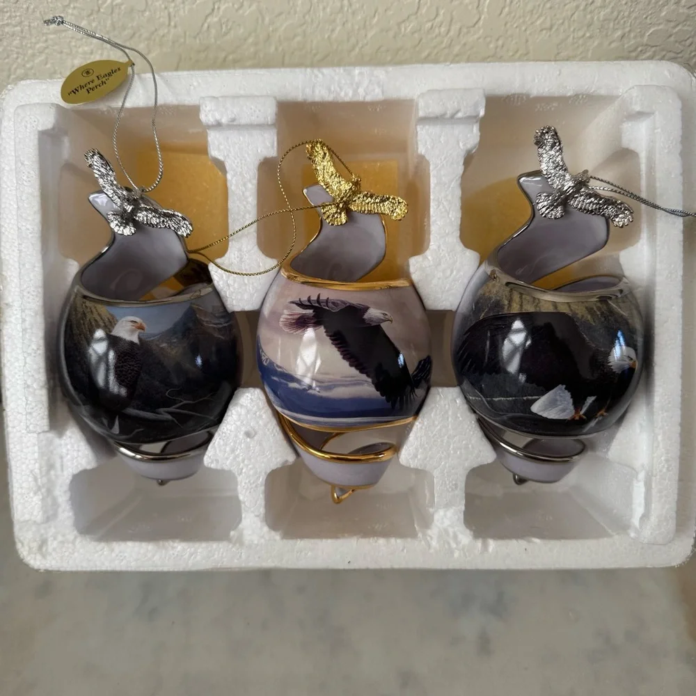 The Bradford Editions 2001 Set Of 6 Eagle‎ Porcelain Ornaments 